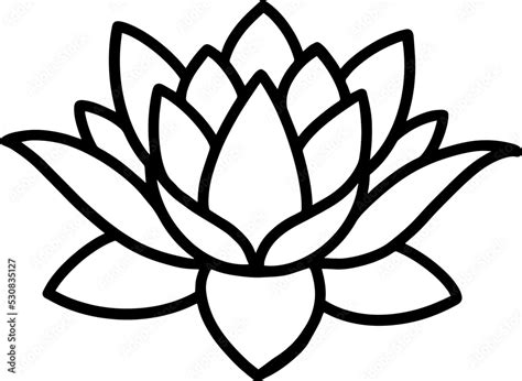 Simple Lotus Flower Line Drawing Outline Stock Vector Adobe Stock