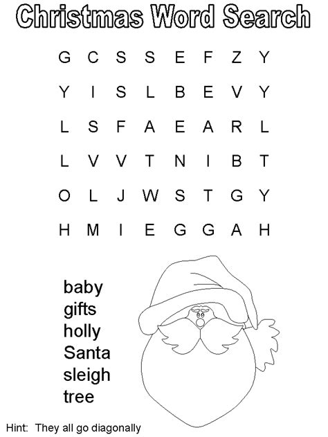 A common strategy is to go through the puzzle left to right and look for the first letter of the word. christmas word search easy for kids 6 words | Christmas ...