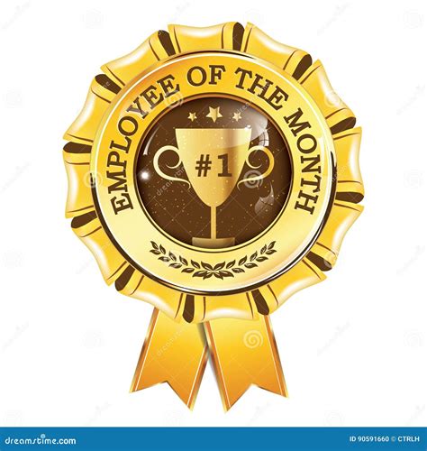 Best Employee Of The Month Award Hanging Ribbon Stock Illustration