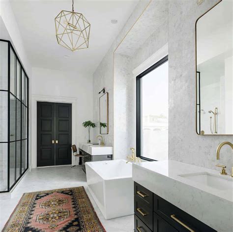 The mosaic tiles make a strong textural statement that is quieted with whispery pale gray paint. 25+ Incredibly stylish black and white bathroom ideas to ...