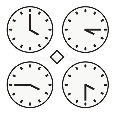 Time Clock Round Watch Hour Four Quoter Half Icon Simple Vector Stock