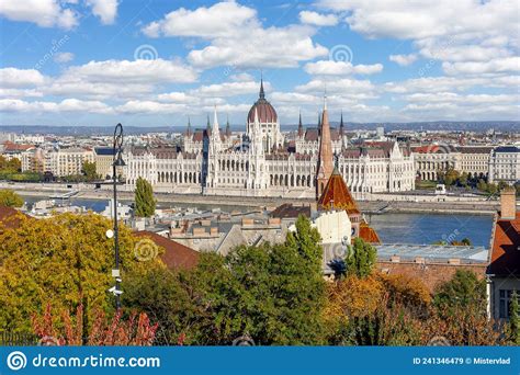 Budapest Autumn Cityscape With Hungarian Parliament Building And Danube