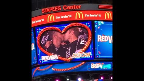 first gay kiss on kiss cam in nhl history at la kings vs toronto maple leafs game staples