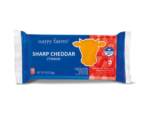Happy Farms Sharp Cheddar Cheese Block 8 Oz Aldi Us Aldi Us