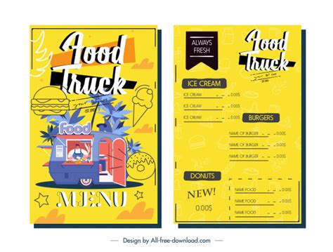 Dua armada baru ini pun melanjutkan. Template Menu Makanan Truk Sketsa Desain Warna-warni ...