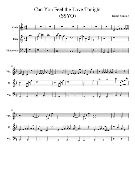 Can You Feel The Love Tonight Sheet Music For Violin Flute Cello