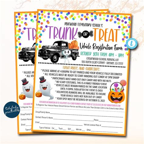 Editable Trunk Or Treat Car Registration Form Printable Etsy