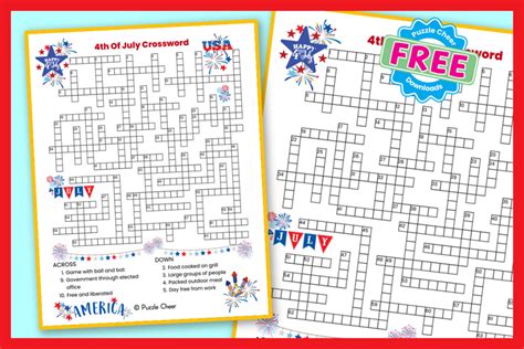 Fourth Of July Crossword Puzzle Puzzle Cheer