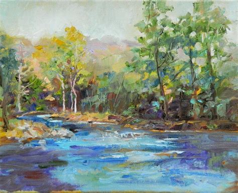 Wall Art Original Impressionist Oil Painting River Scene By