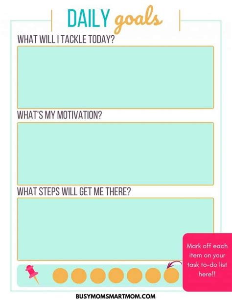 8 Free Goal Setting Worksheets For Moms And Kids Busy Mom Smart Mom