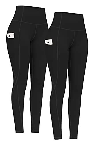 Phisockat 2 Pack High Waist Yoga Pants With Pockets Tummy Control