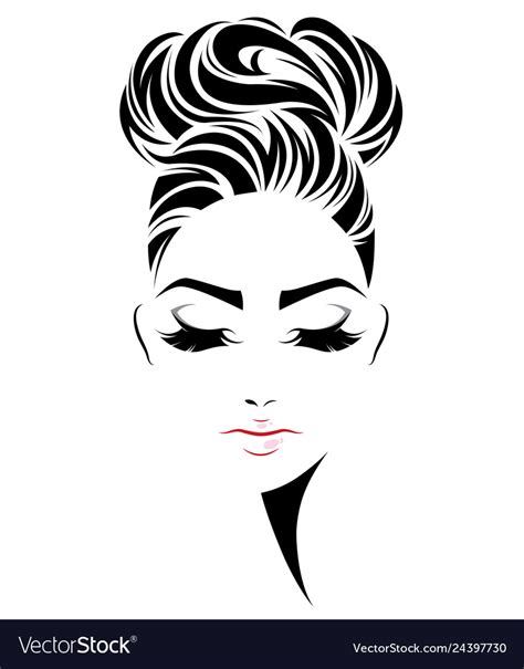Women Bun Hair Style Icon Logo Women Face Vector Image