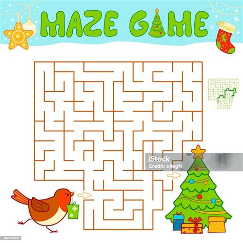 Permainan Puzzle Christmas Maze Untuk Anakanak Maze Atau Permainan