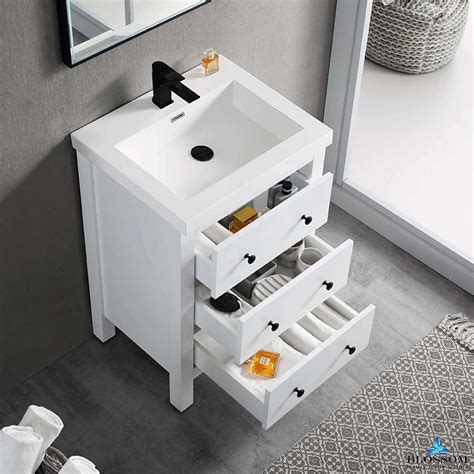 Bathroom vanity set with two big drawers and white ceramic b. Blossom Vanity ️ York 24 Inch Color Matte White Bathroom ...