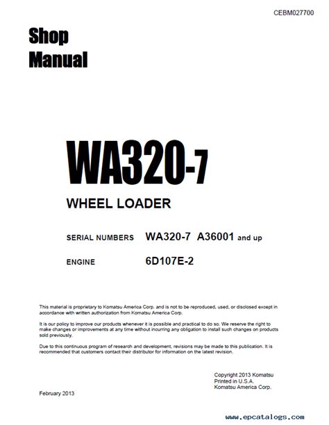 Everybody knows that reading komatsu wa320 5 service operators and parts manual is effective, because we could get enough detailed information technology has developed, and reading komatsu wa320 5 service operators and parts manual books may be far more convenient and much easier. Komatsu Wheel Loader WA320-7 Shop Manuals PDF