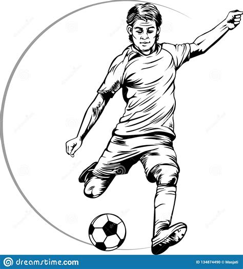 Sketch Boy Playing Football Drawing Cartoon Boys Playing Soccer