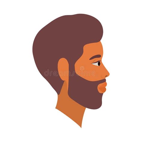 Desenho Animado De Cabelos Castanhos Com Barba De Lado Ilustração Do