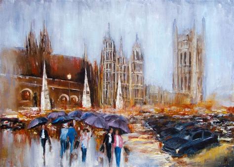 London Rainy Day Oil Painting By Ludmila Kovalenko Painting Urban