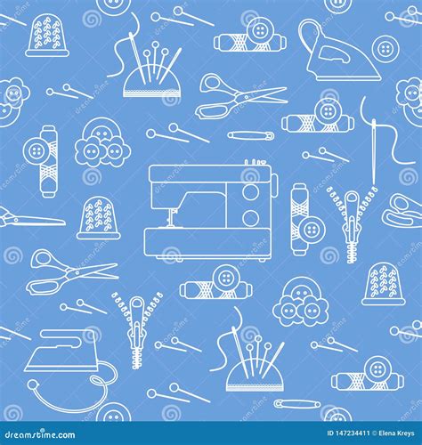 Sewing And Needlework Seamless Pattern Stock Vector Illustration Of