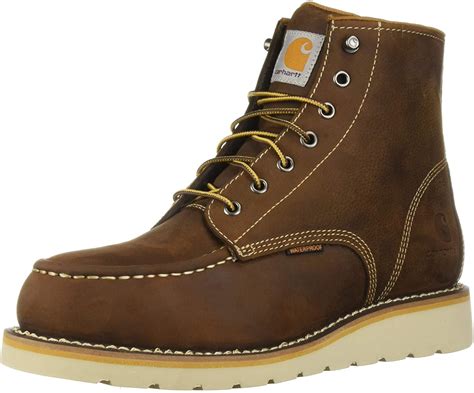 Carhartt Mens 6 Inch Waterproof Wedge Steel Toe Industrial Boot Tan