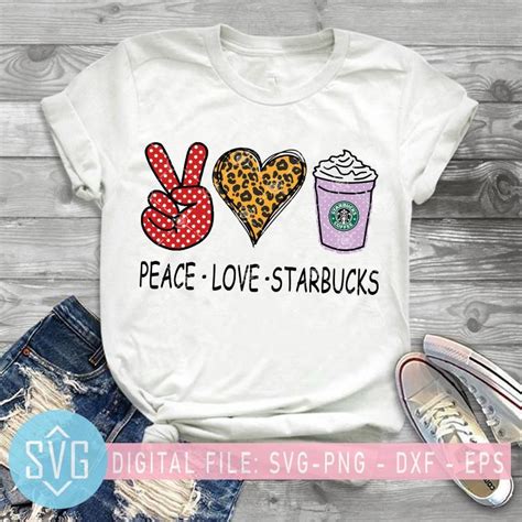 Peace Love Starbucks Svg Coffee Lover Svg Leopard Heart Svg Drinking