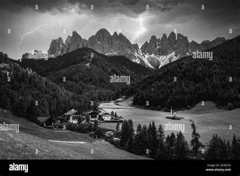 Dramatic Image Of Majestic Mountains And Lightning In Saint Magdalena