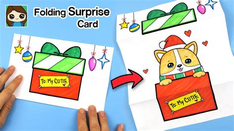 How To Draw A Puppy For Christmas Folding Surprise Card Diy Youtube