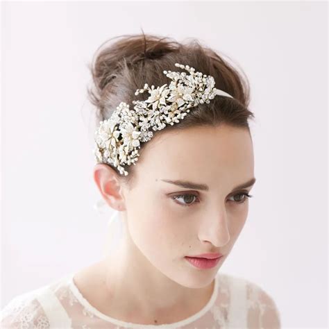 Buy Crystal Pearl Bridal Hair Vine Gold Headband