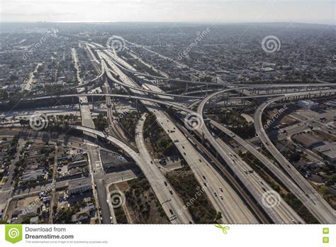 Los Angeles Freeway Interchange Aerial Stock Photo Image Of Angeles