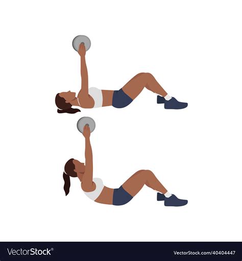 Woman Doing Resistance Weighted Crunches Exercise Vector Image
