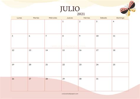 Calendario 2023 Para Imprimir Julio Reverasite
