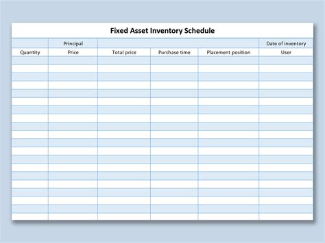 Excel Of Fixed Asset Inventory Schedule Xlsx Wps Free Templates