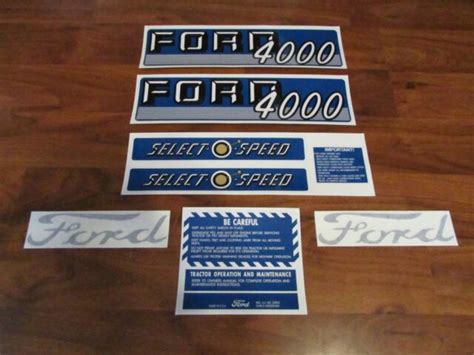 Tractor Decal Set To Fit Ford 4000 Selectospeed With Caution Stickers