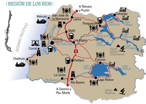 Mapa Region D Los Rios 900×643 Regiones Pucon
