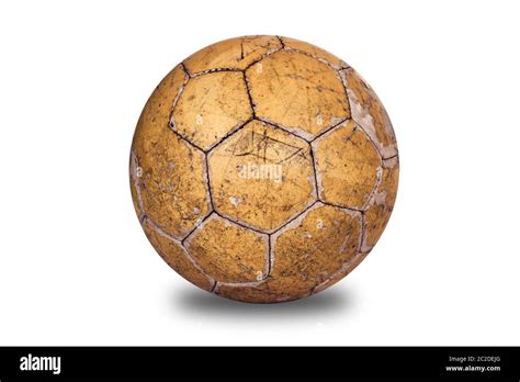 Used Leather Soccer Ball Isolated Stock Photo Alamy