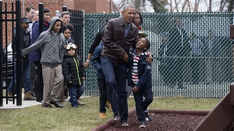Barack And Michelle Obama Visited The Shelter Where They Donated Their Swing Set For Mlk Day