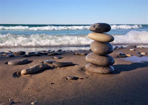 Balance Beach Shore Rocks Stacked Wallpaper And Background