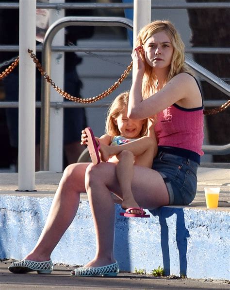 Elle Fanning In Blue Bikini On The Set Of Galveston Gotceleb