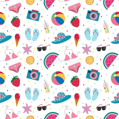 Seamless Pattern With Summer Vacation Element Hand Drawn Doodle