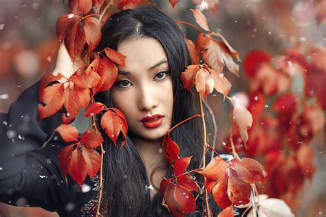 Wallpaper Women Red Asian Photography Fashion Spring Color