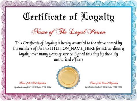 Free Certificate Of Loyalty At Clevercertificates Certificate