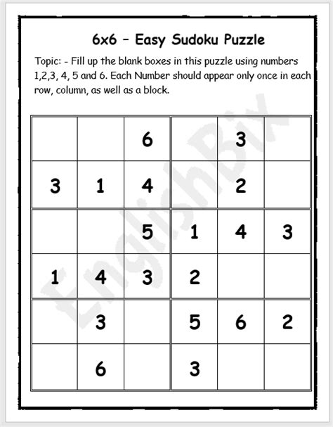 6 Number Sudoku Printable Sudoku Printables
