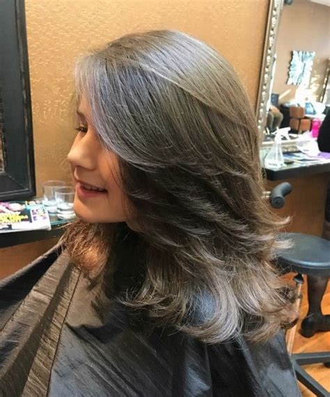 Long Shaggy Layered Grey Hairstyle 2018 2019 Medium Hair Styles