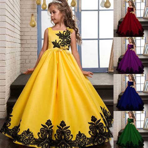 Fashion Girls Kids Embroider Party Dress Children Evening Dresses Gowns