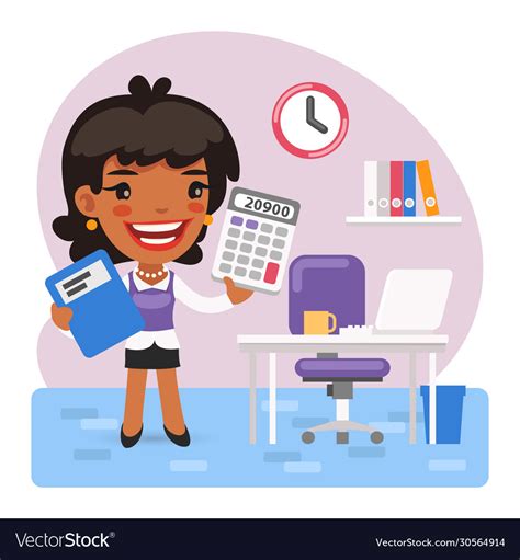 Cartoon Female Accountant In Office Royalty Free Vector