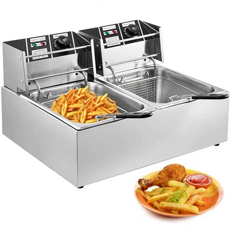 Commercial Deep Fryer 2x6l Stainless Steel Commercial Twin Double Tank