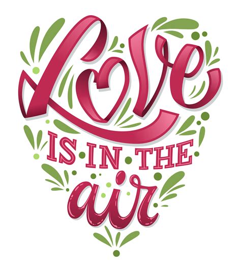 Liebe Ist In Der Luft Valentinstag Vektor Schriftzug Illustration