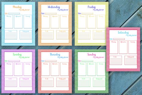Daily Planner Every Day Planner Chevron Planner 7 Printables