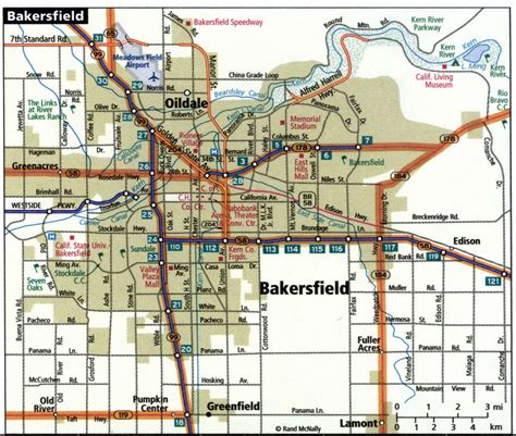 Bakersfield City Road Map For Truck Drivers Toll Free Highways Map Usa