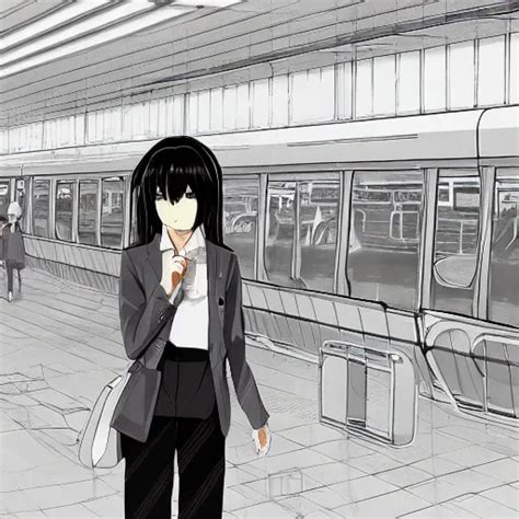 Anime Headshot Portrait Of Tomoko On Bus Station By Stable Diffusion